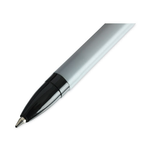 Image of Universal Ballpoint Pen, Stick, Fine 0.7 mm, Black Ink, Gray/Black Barrel, Dozen