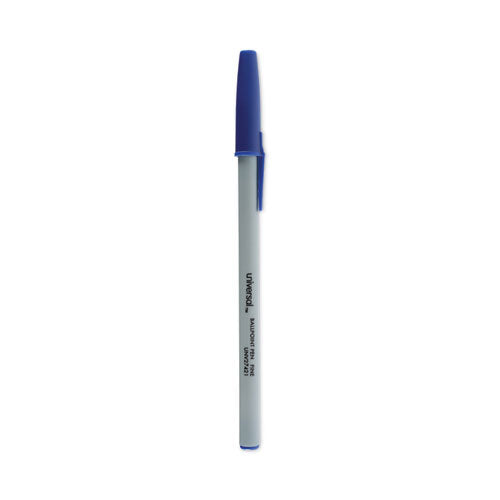 Image of Universal Ballpoint Pen, Stick, Fine 0.7 mm, Blue Ink, Gray/Blue Barrel, Dozen