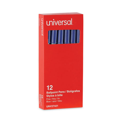 Image of Universal Ballpoint Pen, Stick, Fine 0.7 mm, Blue Ink, Gray/Blue Barrel, Dozen