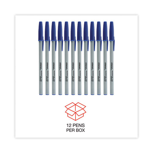 Image of Universal Ballpoint Pen, Stick, Fine 0.7 mm, Blue Ink, Gray/Blue Barrel, Dozen
