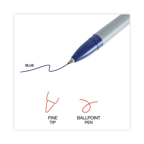Image of Universal Ballpoint Pen, Stick, Fine 0.7 mm, Blue Ink, Gray/Blue Barrel, Dozen