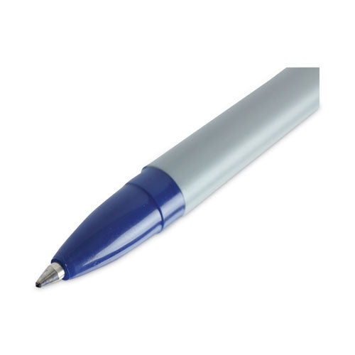 Image of Universal Ballpoint Pen, Stick, Fine 0.7 mm, Blue Ink, Gray/Blue Barrel, Dozen
