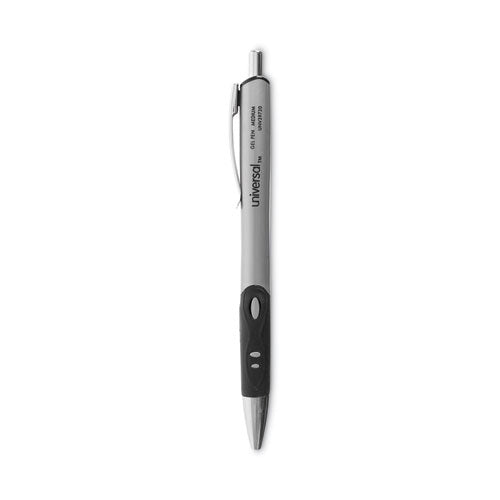 Image of Universal Comfort Grip Gel Pen, Retractable, Medium 0.7 mm, Black Ink, Gray/Black/Silver Barrel, Dozen