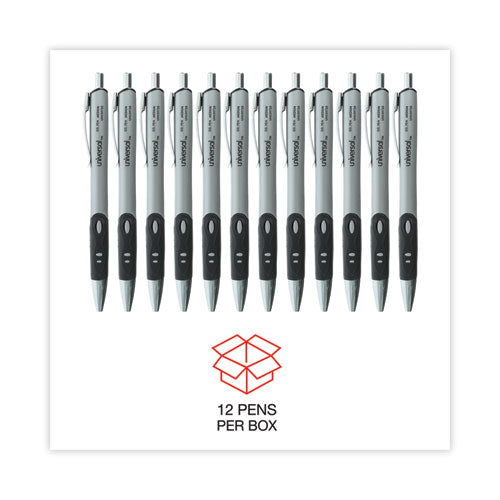 Image of Universal Comfort Grip Gel Pen, Retractable, Medium 0.7 mm, Black Ink, Gray/Black/Silver Barrel, Dozen