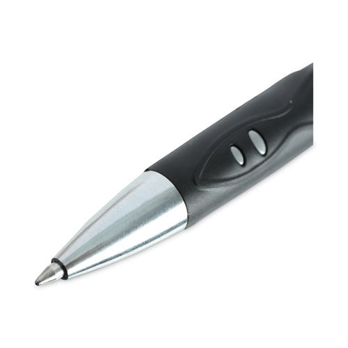 Image of Universal Comfort Grip Gel Pen, Retractable, Medium 0.7 mm, Black Ink, Gray/Black/Silver Barrel, Dozen