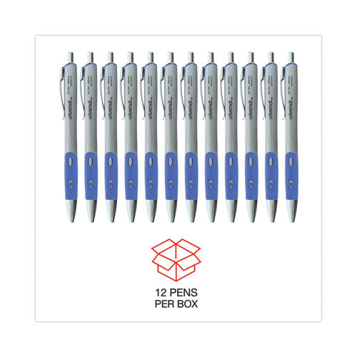 Image of Universal Comfort Grip Gel Pen, Retractable, Medium 0.7 mm, Blue Ink, Gray/Blue/Silver Barrel, Dozen