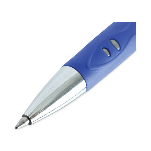 Image of Universal Comfort Grip Gel Pen, Retractable, Medium 0.7 mm, Blue Ink, Gray/Blue/Silver Barrel, Dozen