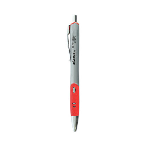 Image of Universal Comfort Grip Gel Pen, Retractable, Medium 0.7 mm, Red Ink, Gray/Red/Silver Barrel, Dozen