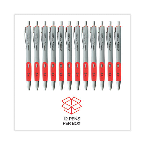 Image of Universal Comfort Grip Gel Pen, Retractable, Medium 0.7 mm, Red Ink, Gray/Red/Silver Barrel, Dozen