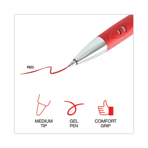 Image of Universal Comfort Grip Gel Pen, Retractable, Medium 0.7 mm, Red Ink, Gray/Red/Silver Barrel, Dozen