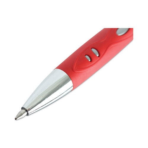 Image of Universal Comfort Grip Gel Pen, Retractable, Medium 0.7 mm, Red Ink, Gray/Red/Silver Barrel, Dozen