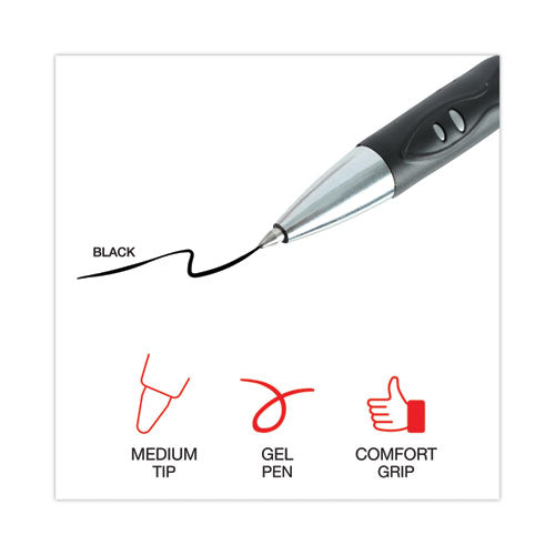 Image of Universal Comfort Grip Gel Pen, Retractable, Medium 0.7 mm, Black Ink, Gray/Black/Silver Barrel, 36/Pack