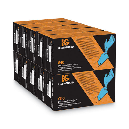 Image of KleenGuard G10 2Pro Nitrile Gloves, Blue, Large, 100/Box