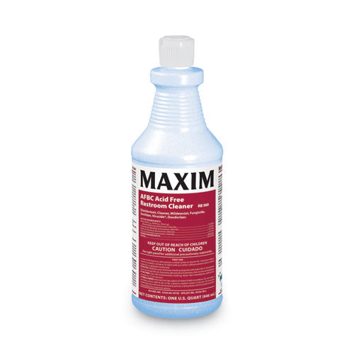 Image of Maxim® AFBC Acid-Free Restroom Cleaner, Safe-to-Ship, Fresh Scent, 32 oz Bottle, 6/Carton