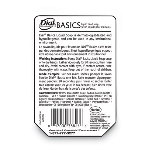 Image of Dial® Professional Basics MP Free Liquid Hand Soap Refill for Versa Dispenser, Unscented, 15 oz, 6/Carton