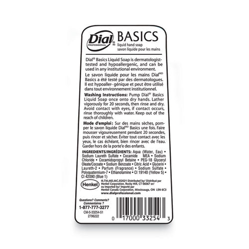 Image of Dial® Professional Basics MP Free Liquid Hand Soap, Unscented, 7.5 oz, 12/Carton