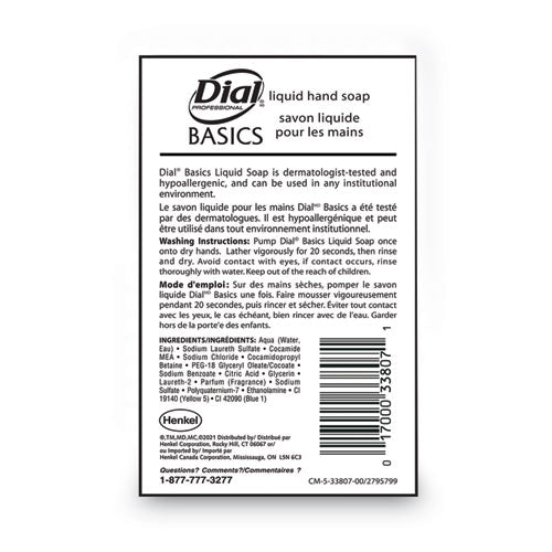 Image of Dial® Professional Basics MP Free Liquid Hand Soap Refill, Honeysuckle Scent, 3.78 L, 4/Carton