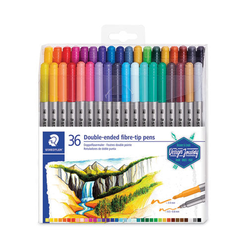 Image of Staedtler® Double Ended Markers, Assorted Bullet Tips, Assorted Colors, 36/pack