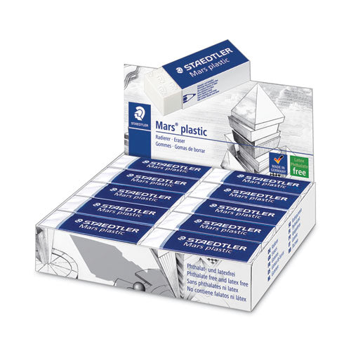 Image of Staedtler® Mars Eraser, For Pencil/ink Marks, Rectangular Block, Large, White, 20/box