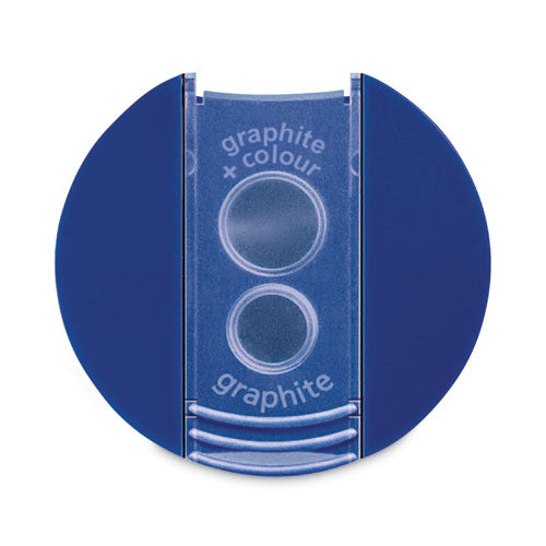 Image of Staedtler® Handheld Manual Double-Hole Plastic Sharpener, 1.57 X 1.65 X 2.2, Blue/silver, 6/box