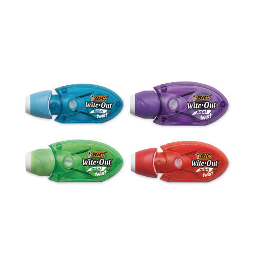 Image of BIC® Wite-Out Mini Twist Correction Tape, Non-Refillable, Blue/Fuchsia Applicators 0.2" x 314", 2/Pack