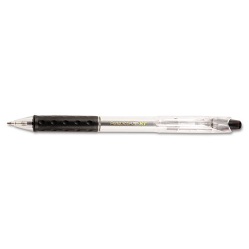 Image of Pentel® R.s.v.p. Rt Ballpoint Pen, Retractable, Medium 1 Mm, Black Ink, Clear Barrel, Dozen