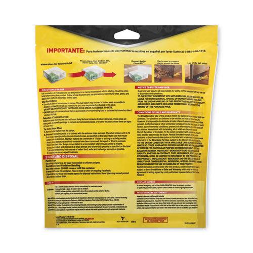 Image of d-CON® Disposable Bait Station, 3 x 3 x 1.25, 3 Bait Stations/Pack, 6 Packs/Carton