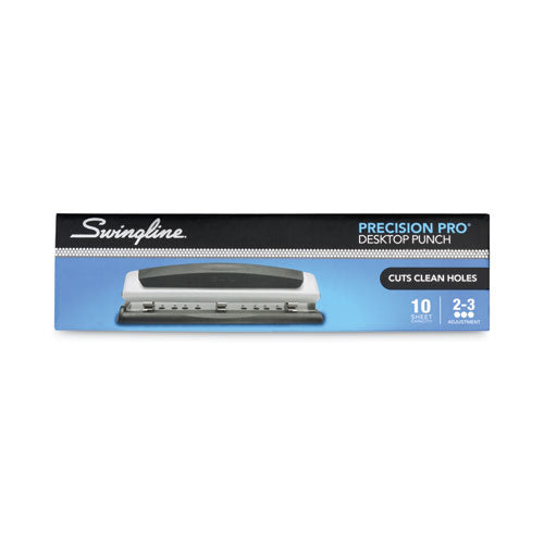 Image of Swingline® 10-Sheet Precision Pro Desktop Two- To Three-Hole Punch, 9/32" Holes
