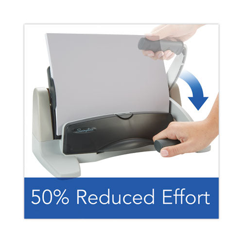 Image of Swingline® 40-Sheet Lighttouch Heavy-Duty Two- To Seven-Hole Punch, 9/32" Holes, Black/gray
