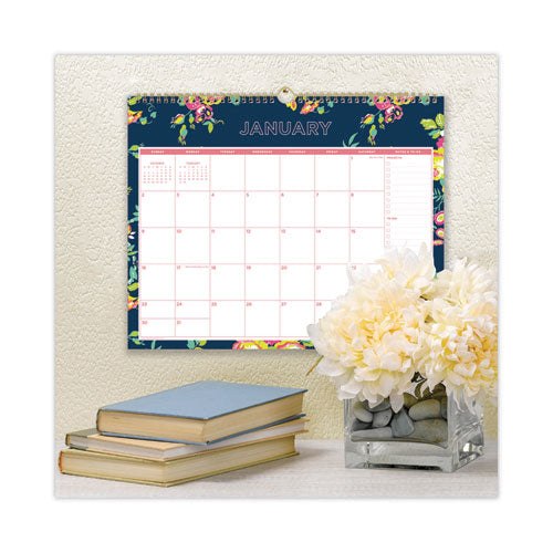 Image of Blue Sky® Day Designer Peyton Wall Calendar, Floral Artwork, 15 x 12, White/Navy Sheets, 12-Month (Jan to Dec): 2025