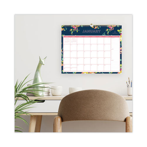 Image of Blue Sky® Day Designer Peyton Wall Calendar, Floral Artwork, 15 x 12, White/Navy Sheets, 12-Month (Jan to Dec): 2025