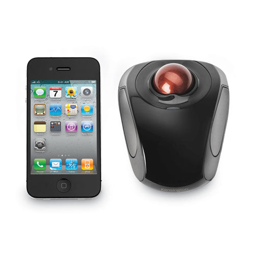 Image of Kensington® Orbit Wireless Mobile Trackball, 2.4 Ghz Frequency/30 Ft Wireless Range, Left/right Hand Use, Black/red