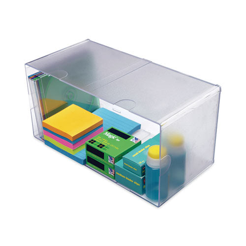 Image of deflecto® Stackable Cube Organizer, Double Cube, Plastic, 12 x 6 x 6, Clear
