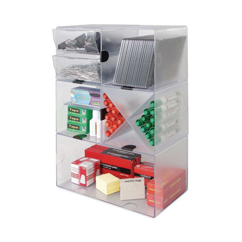 Image of deflecto® Stackable Cube Organizer, Double Cube, Plastic, 12 x 6 x 6, Clear