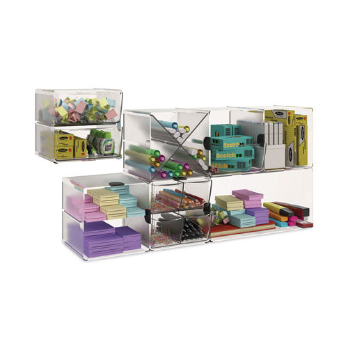 Image of deflecto® Stackable Cube Organizer, Double Cube, Plastic, 12 x 6 x 6, Clear