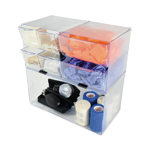 Image of deflecto® Stackable Cube Organizer, Double Cube, Plastic, 12 x 6 x 6, Clear