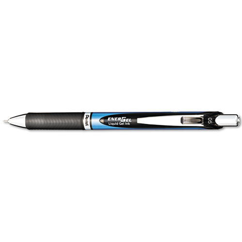 Image of Pentel® EnerGel RTX Gel Pen, Retractable, Fine 0.5 mm, Black Ink, Black/Blue Barrel