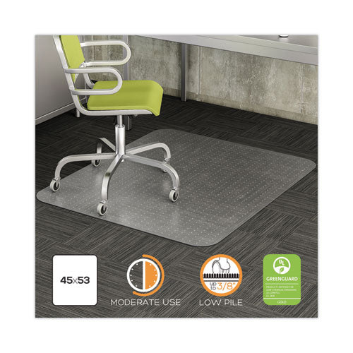 Image of deflecto® Duramat Moderate Use Chair Mat, Low Pile Carpet, Flat, 45 X 53, Rectangle, Clear
