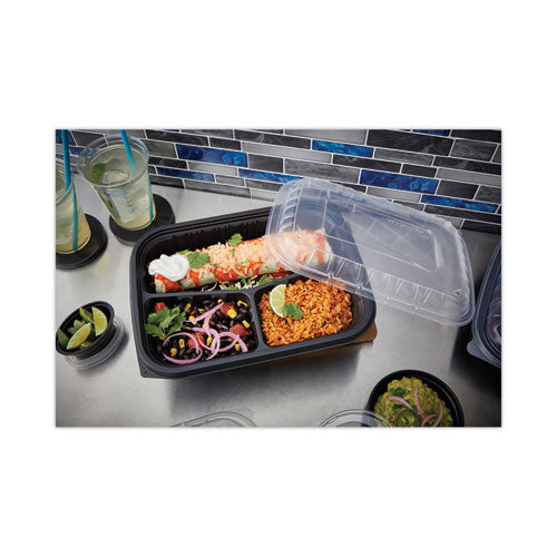 Image of Pactiv Evergreen EarthChoice Entree2Go Takeout Container, 3 Compartments, 48 oz, 11.75 x 8.75 x 2.13, Black, Plastic, 200/Carton