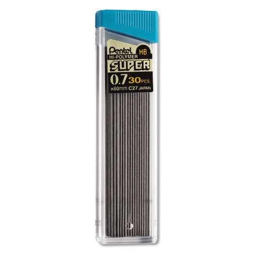 Image of Pentel® Super Hi-Polymer Lead Refills, 0.7 Mm, Hb, Black, 30/tube