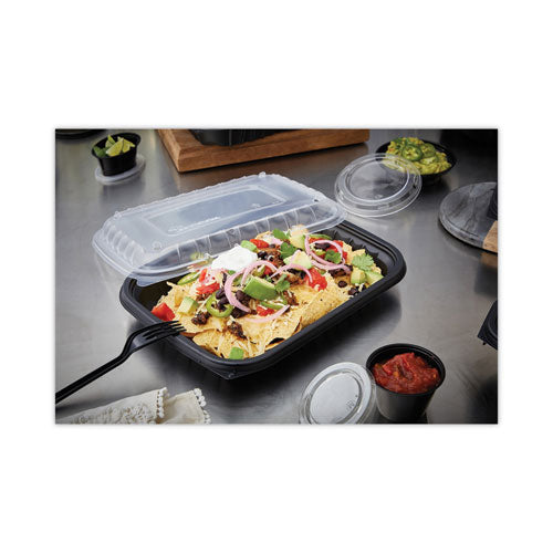 Image of Pactiv Evergreen EarthChoice Entree2Go Takeout Container, 48 oz, 11.75 x 8.75 x 1.61, Black, Plastic, 200/Carton