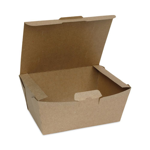 Image of Pactiv Evergreen EarthChoice Tamper Evident OneBox Paper Box, 6.54 x 4.5 x 3.25, Brown, 160/Carton