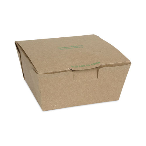 Image of Pactiv Evergreen EarthChoice Tamper Evident OneBox Paper Box, 4.5 x 4.5 x 2.5, Brown, 312/Carton