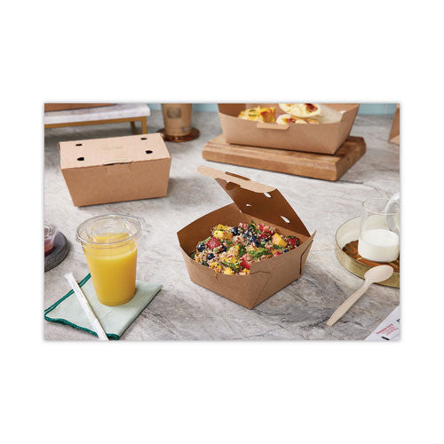 Image of Pactiv Evergreen EarthChoice Tamper Evident OneBox Paper Box, 4.5 x 4.5 x 2.5, Brown, 312/Carton