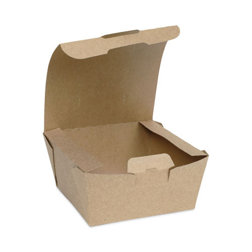 Image of Pactiv Evergreen EarthChoice Tamper Evident OneBox Paper Box, 4.5 x 4.5 x 2.5, Brown, 312/Carton