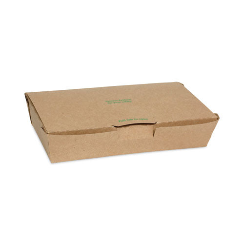 Image of Pactiv Evergreen EarthChoice Tamper Evident OneBox Paper Box, 9 x 4.85 x 2, Brown, 100/Carton