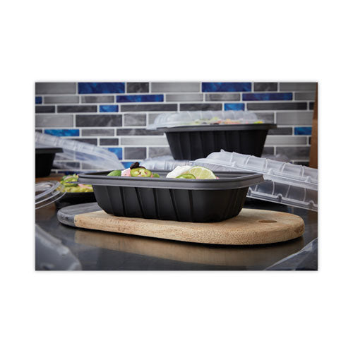 Image of Pactiv Evergreen EarthChoice Entree2Go Takeout Container, 24 oz, 8.66 x 5.75 x 1.97, Black, Plastic, 300/Carton