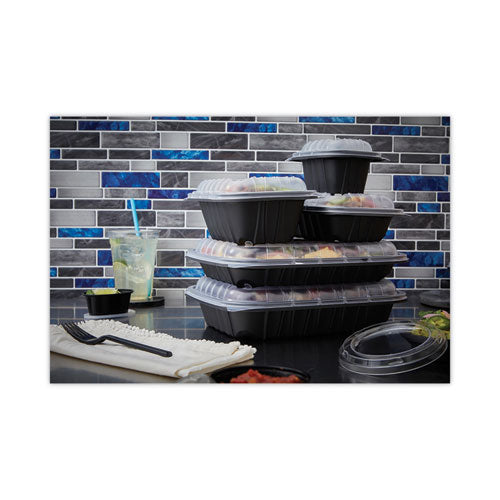 Image of Pactiv Evergreen EarthChoice Entree2Go Takeout Container, 12 oz, 5.65 x 4.25 x 2.57, Black, Plastic, 600/Carton