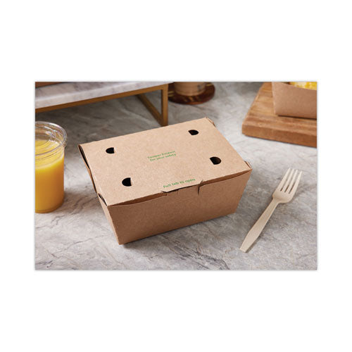 Image of Pactiv Evergreen EarthChoice Tamper Evident OneBox Paper Box, 6.54 x 4.5 x 3.25, Brown, 160/Carton