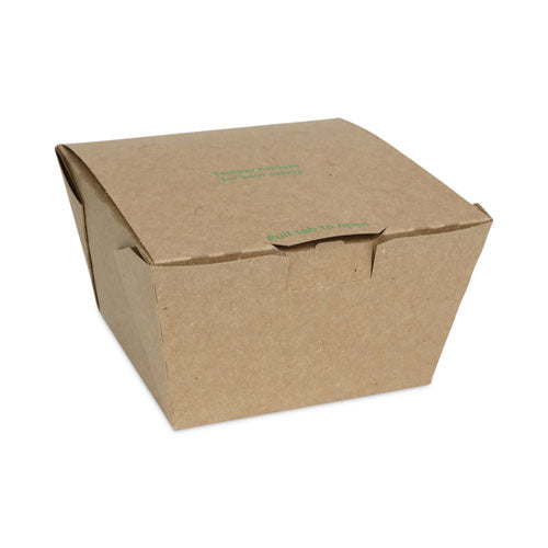 Image of Pactiv Evergreen EarthChoice Tamper Evident OneBox Paper Box, 4.5 x 4.5 x 3.25, Brown, 200/Carton